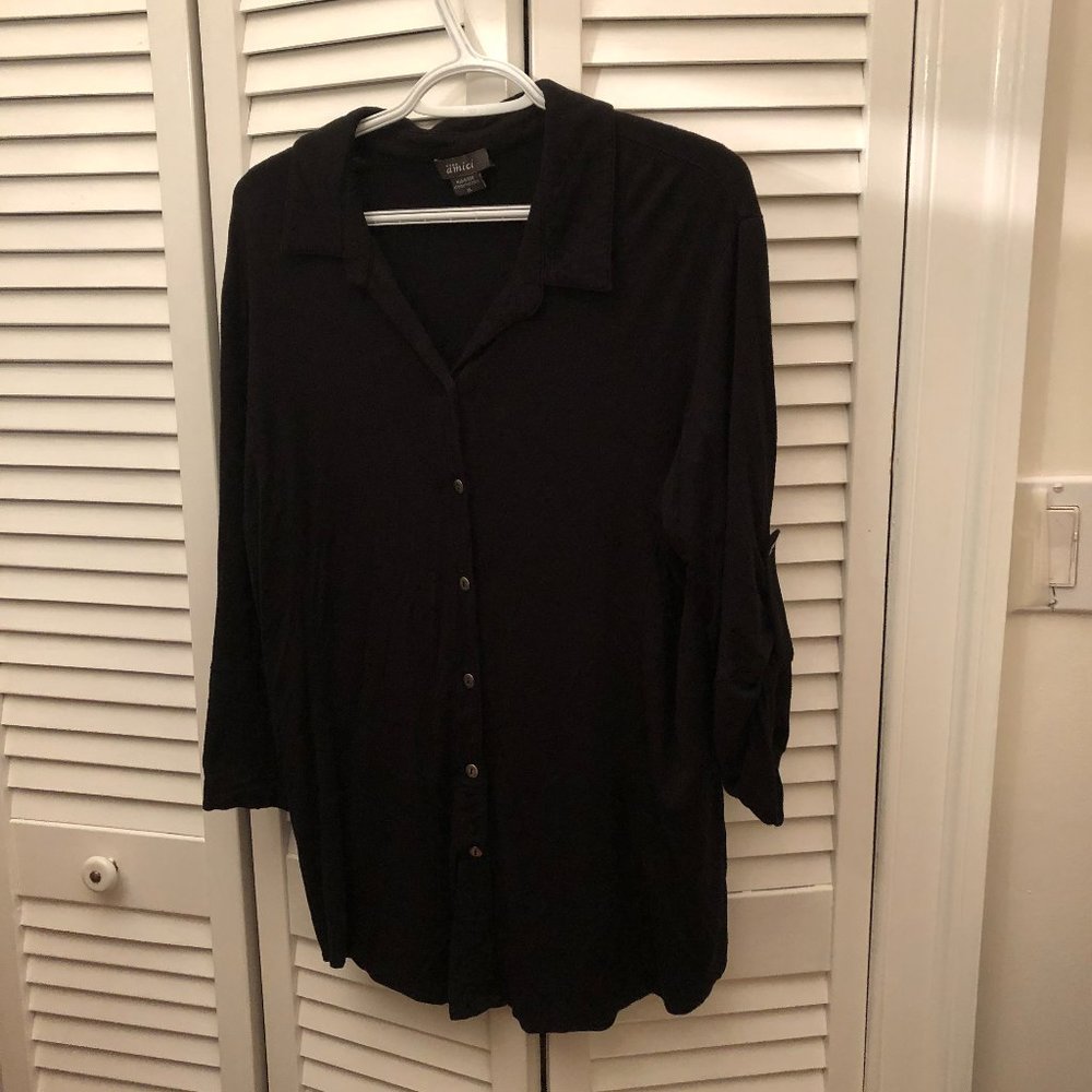 Nordstrom Pure Amici solid black tunic shirt, XL
